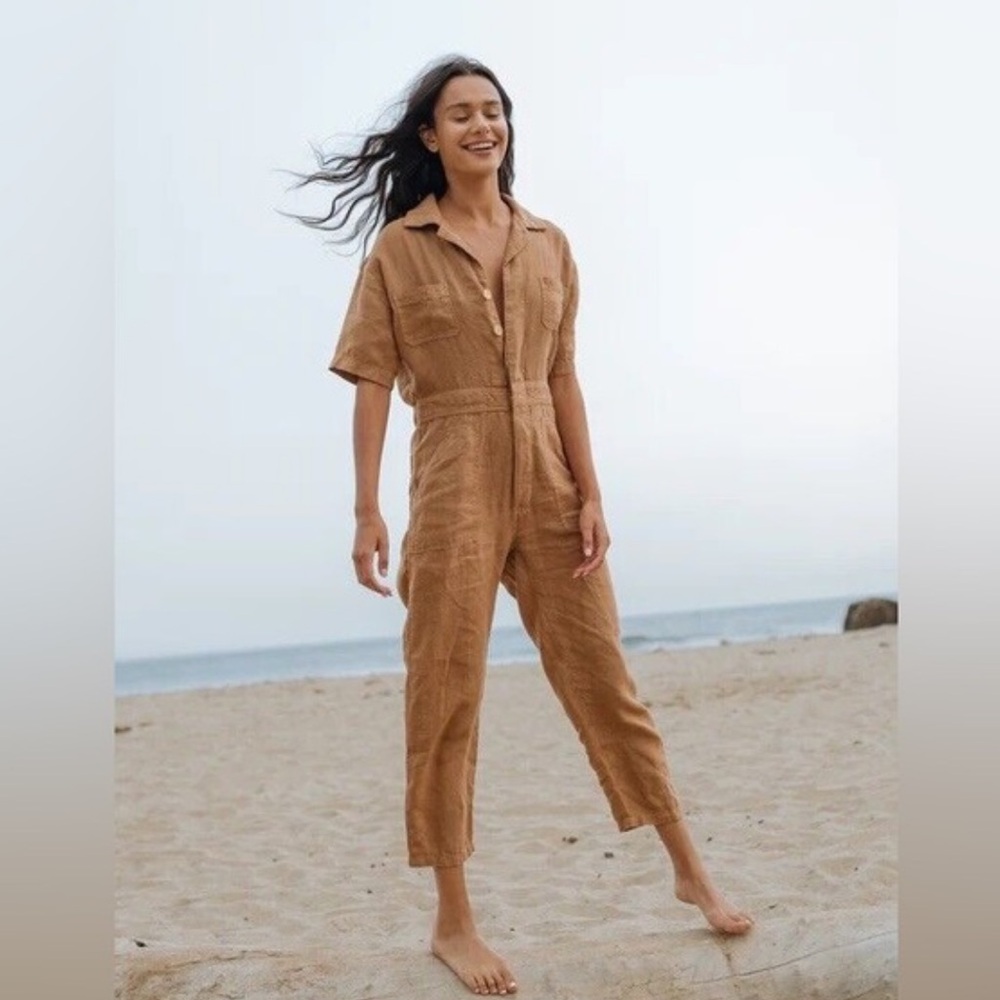 MATE the label brown linen jumpsuit